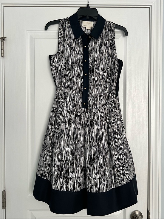 kate spade Dresses & Skirts - kate spade Black and White Sleeveless Collared Fit-and-Flare silk Dress